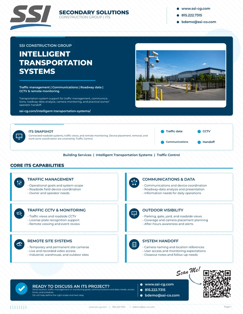 Front page preview of the SSI Intelligent Transportation Systems capability statement