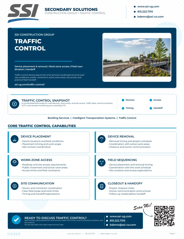 Front page preview of the SSI Traffic Control capability statement