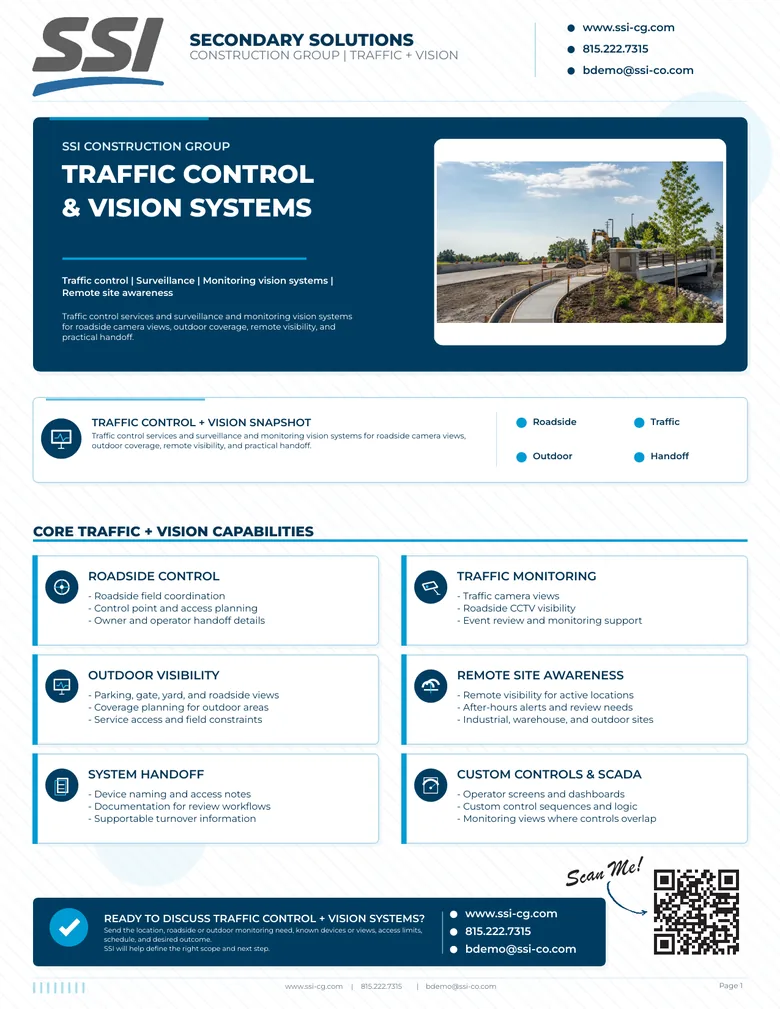 Front page preview of the SSI traffic control and vision systems capability statement
